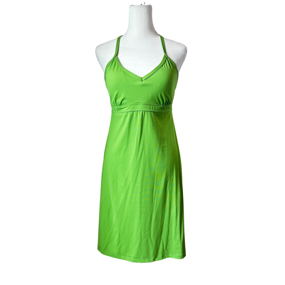 Athleta Lime Green Active Dress Built-in Bra Racerback Small Athleisure Tennis